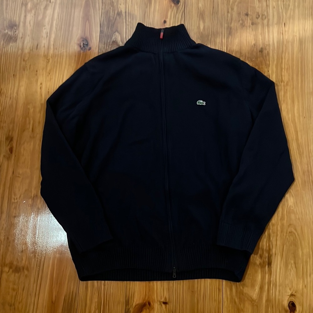 Lacoste Zip Up Sweater Navy Cardigan Size 6 XL